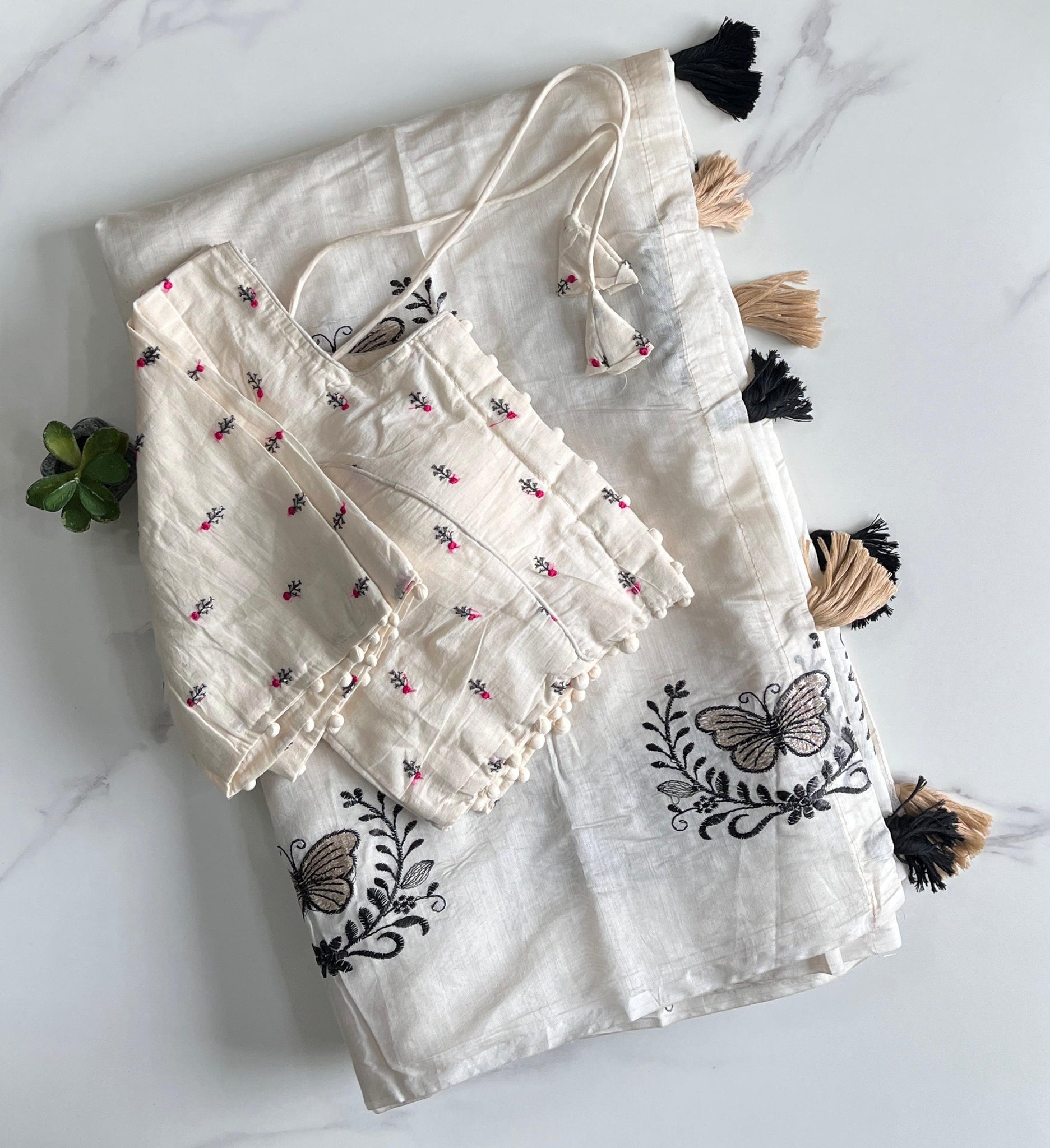 Premium Chanderi saree with Butterfly Work on all over the saree