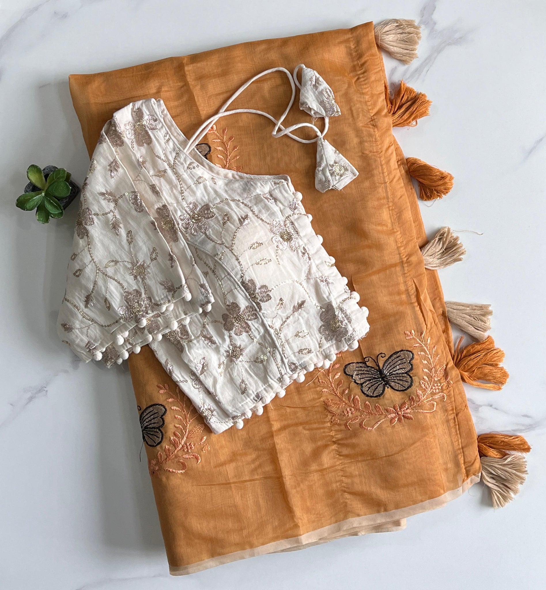 Premium Chanderi saree with Butterfly Work on all over the saree