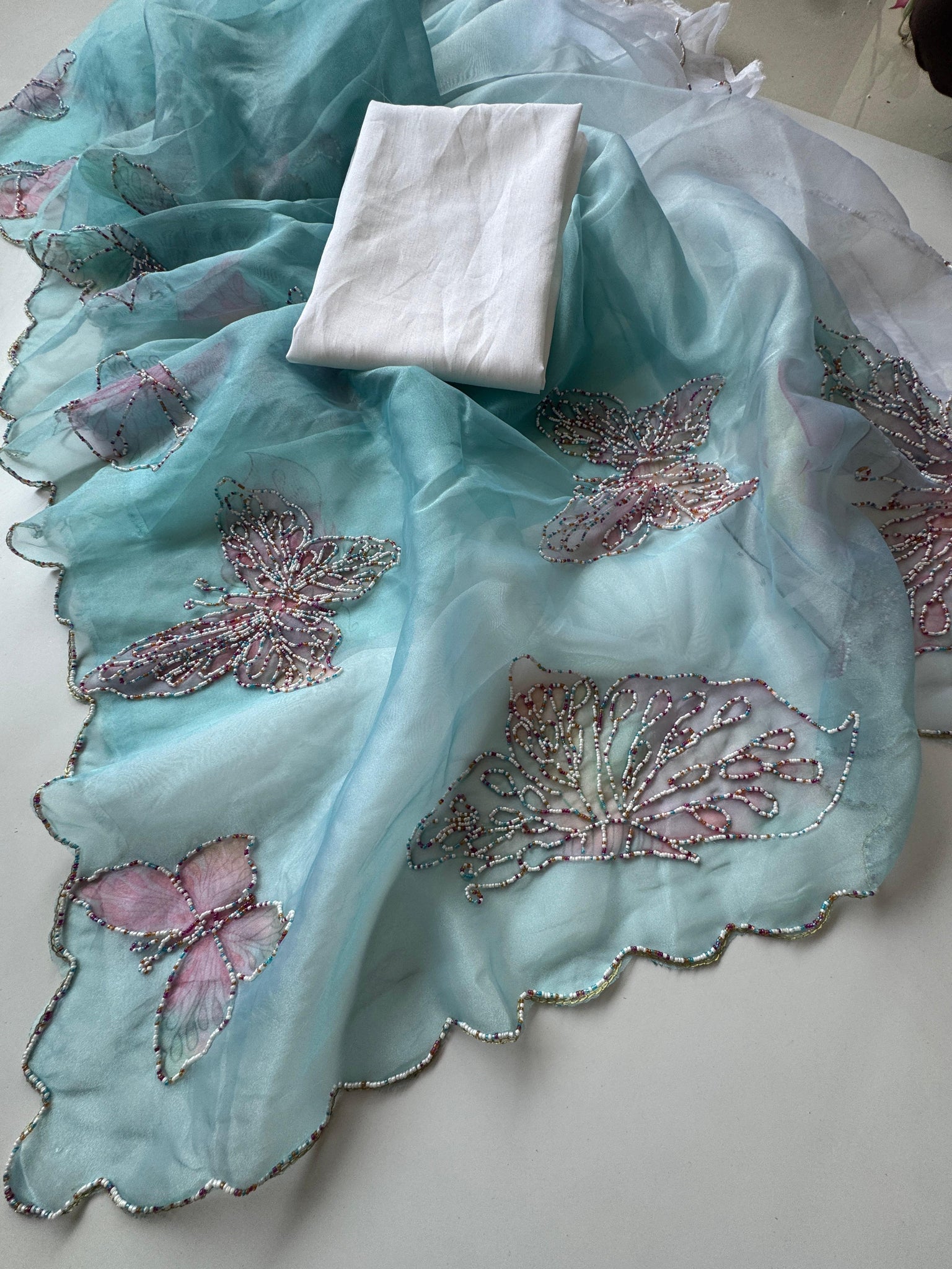 Primium Orgenza Tissue saree with Digital Pritnted Butterfly Workon all over the saree