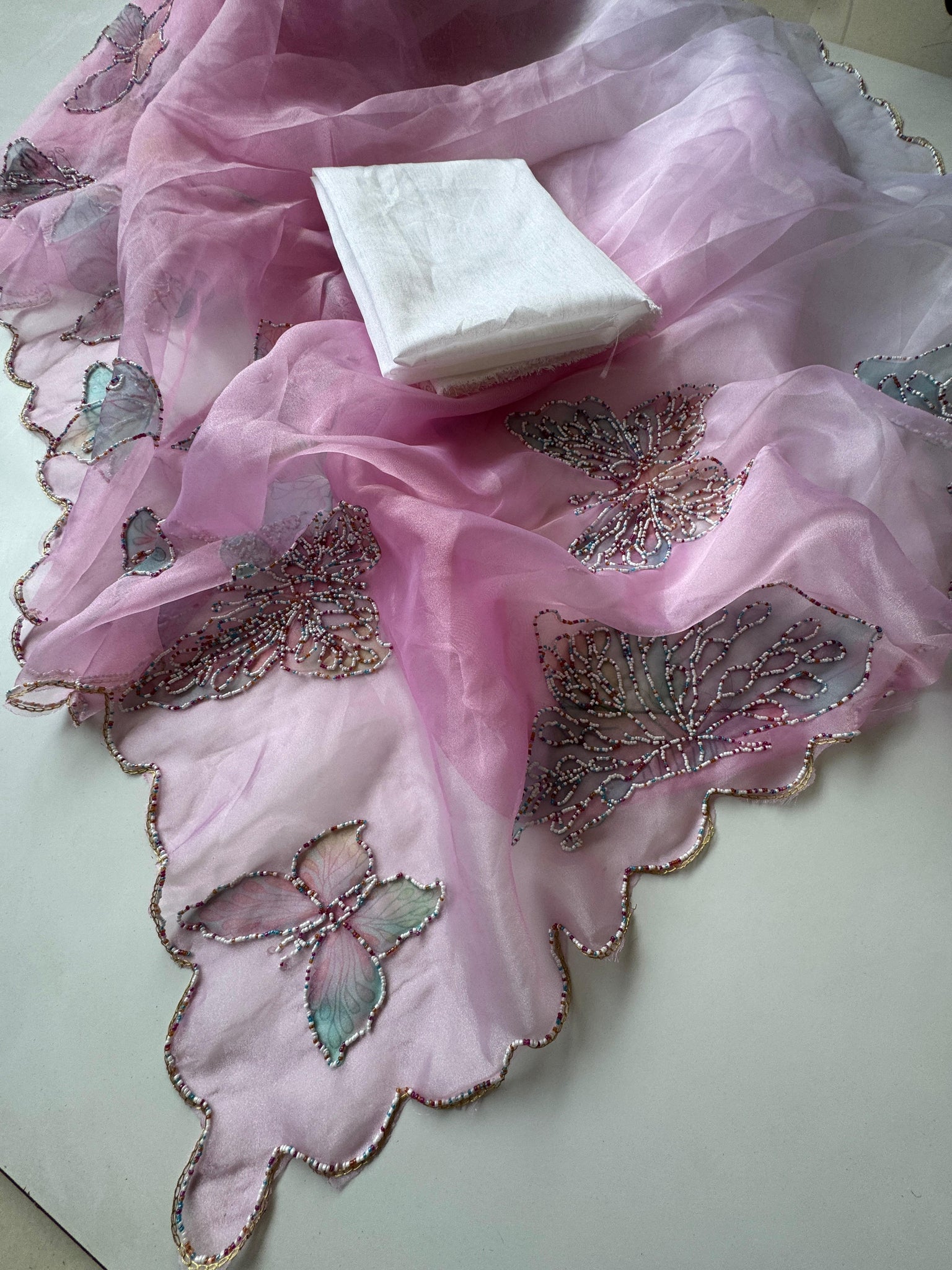 Primium Orgenza Tissue saree with Digital Pritnted Butterfly Workon all over the saree