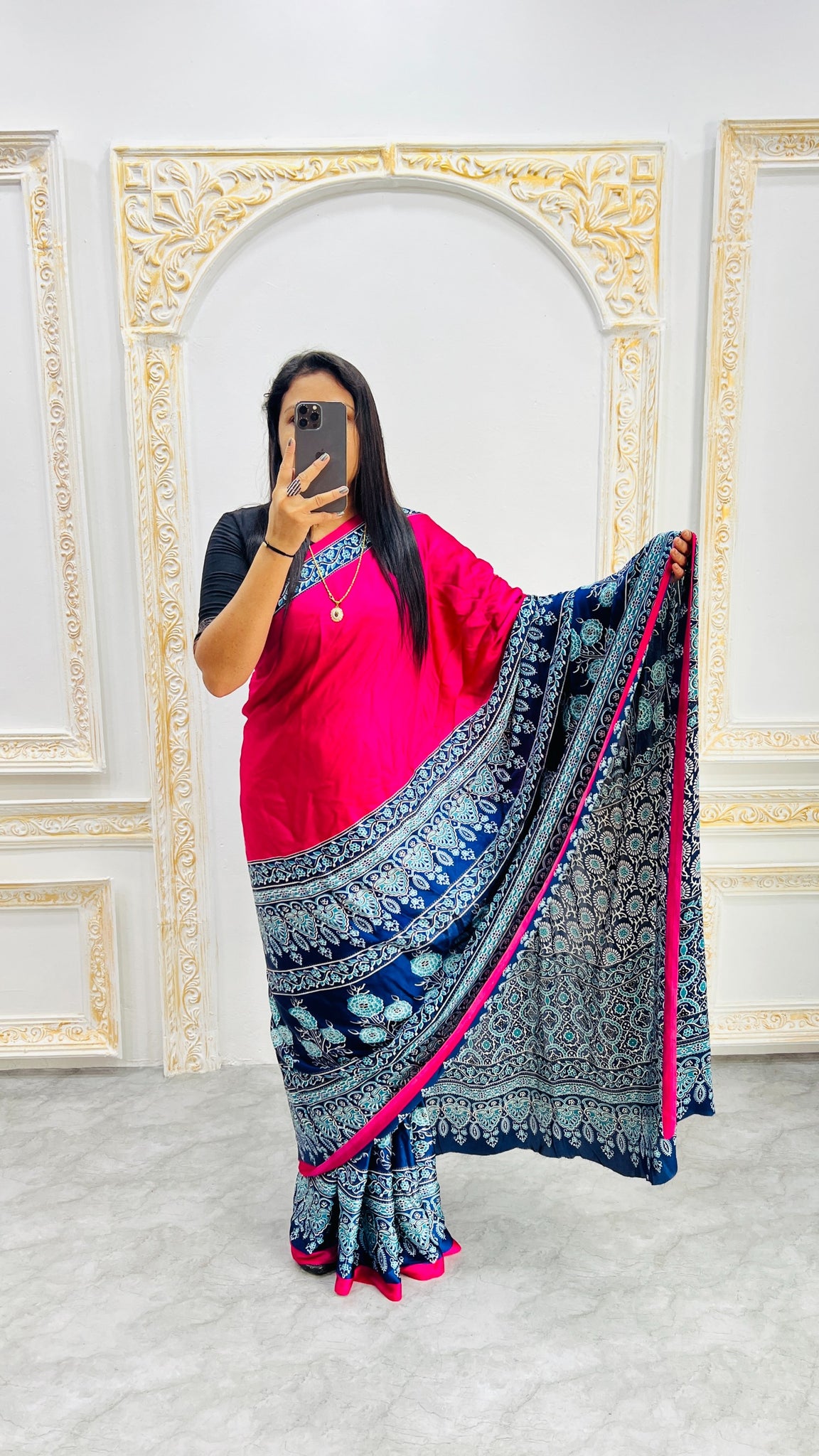 Original Japan Silk saree with Printed Work on all over the saree