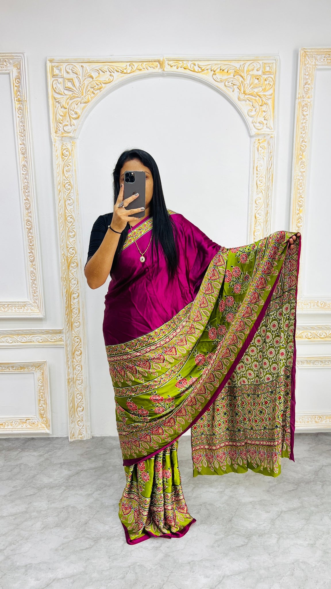 Original Japan Silk saree with Printed Work on all over the saree