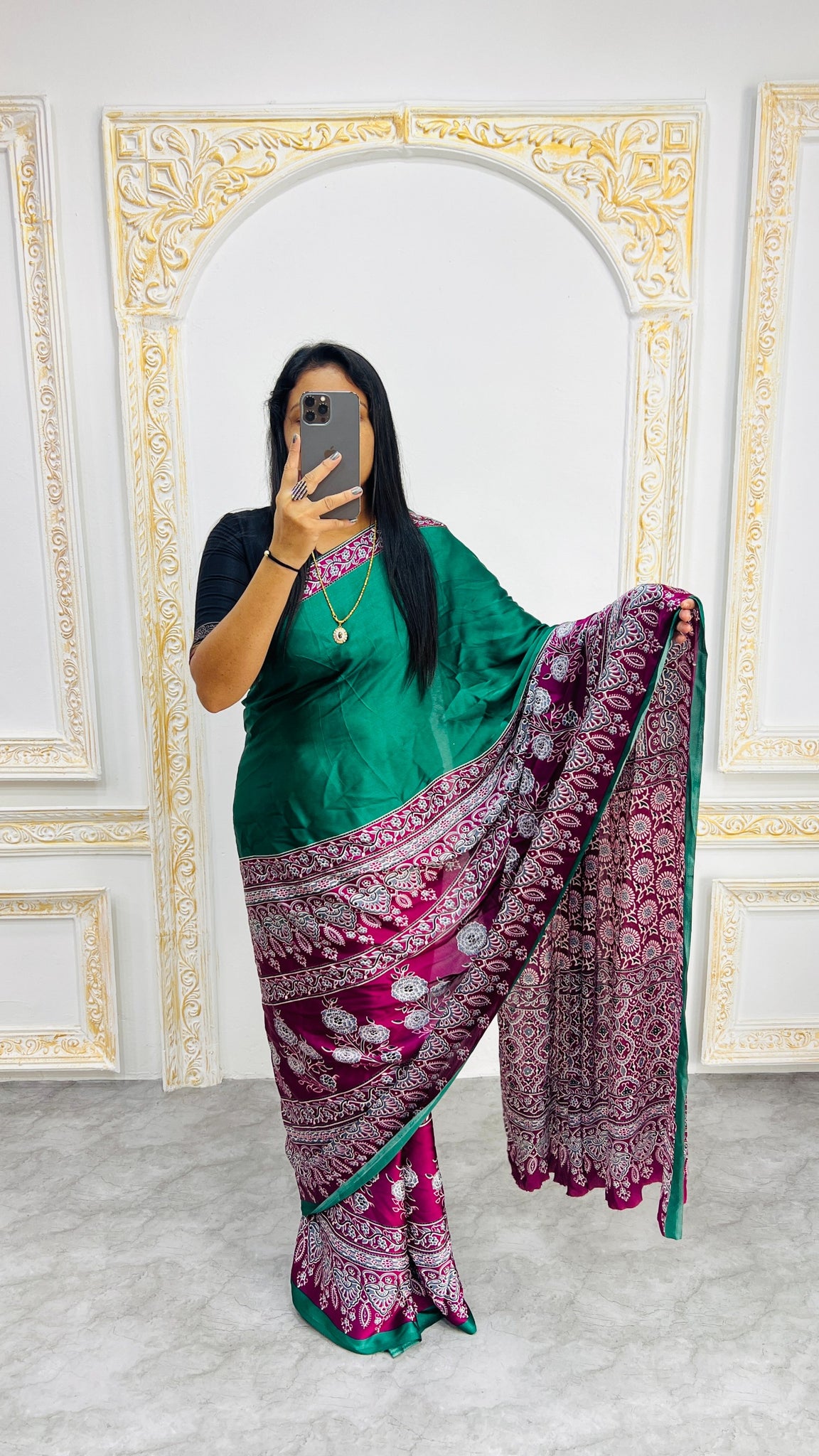 Original Japan Silk saree with Printed Work on all over the saree