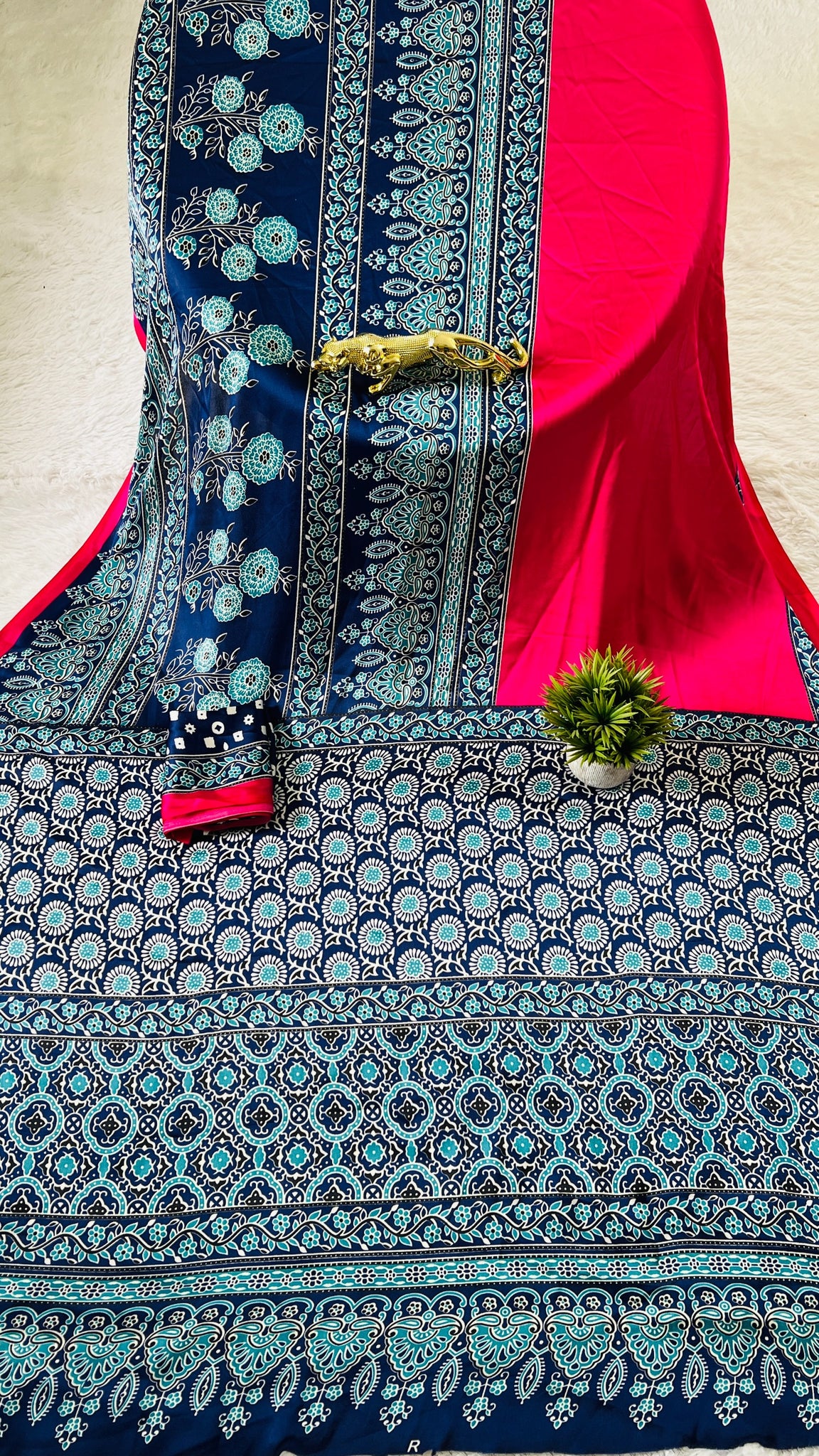 Original Japan Silk saree with Printed Work on all over the saree