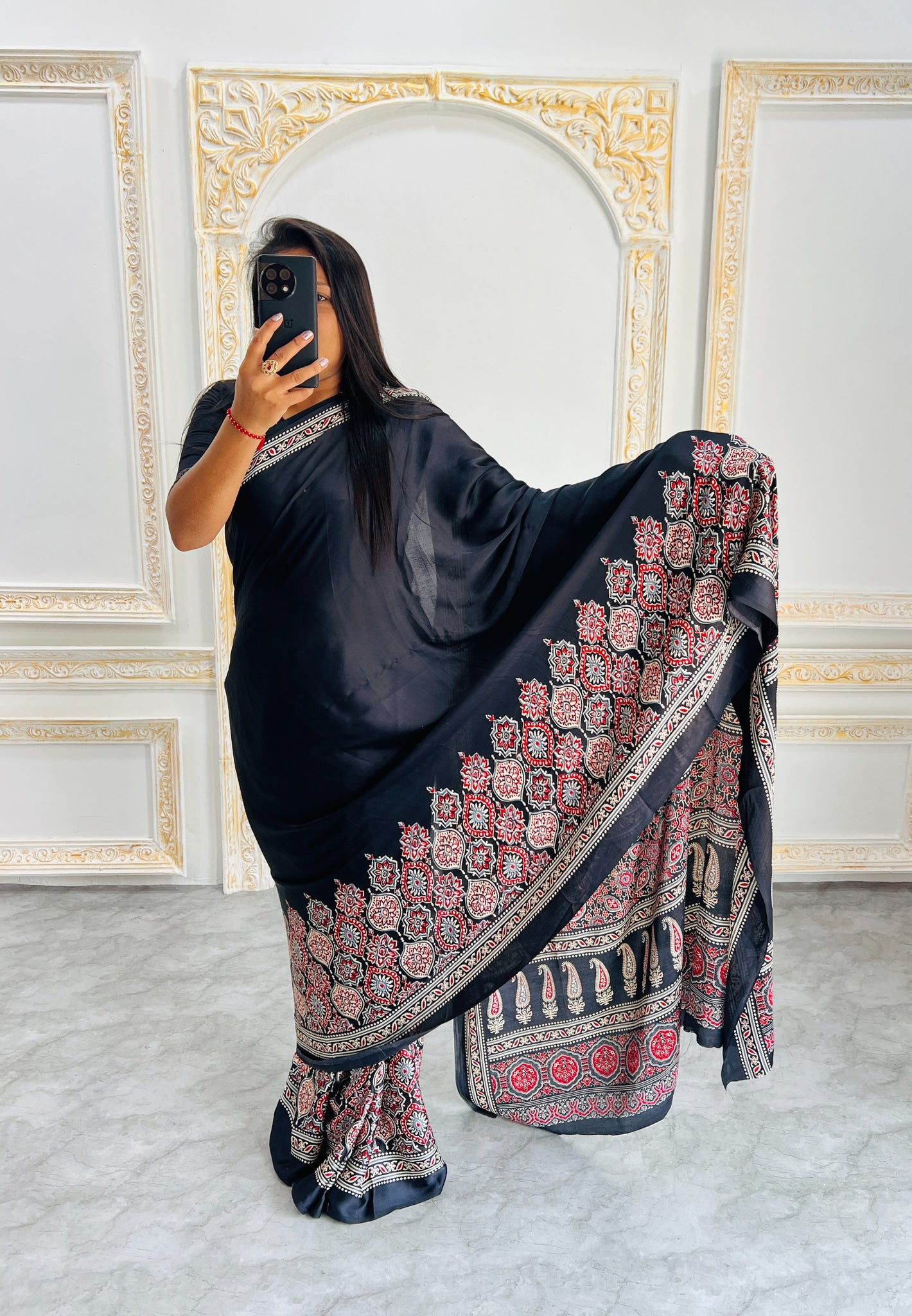 Original Japan Silk saree with Printed Work on all over the saree