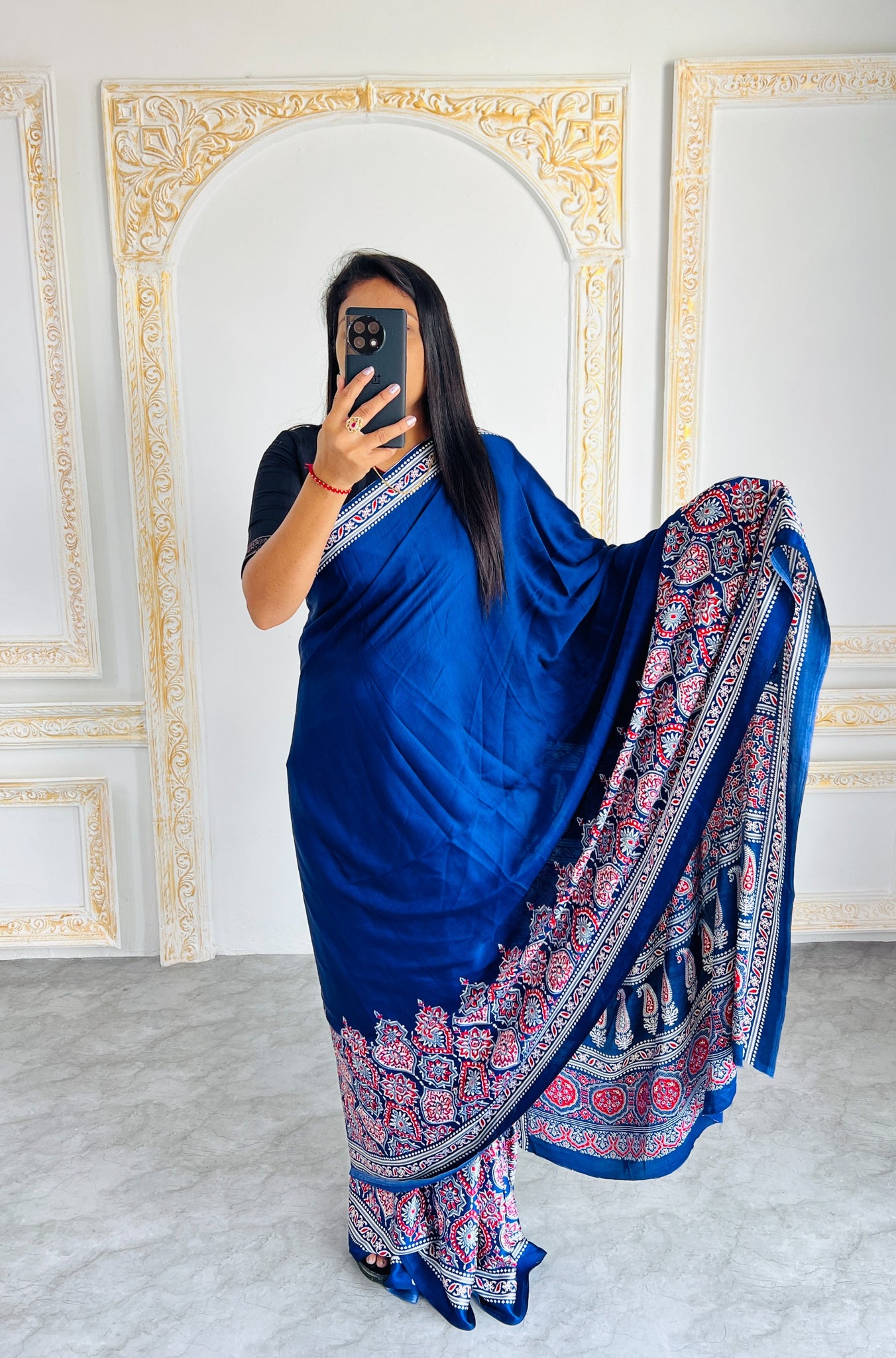 Original Japan Silk saree with Printed Work on all over the saree