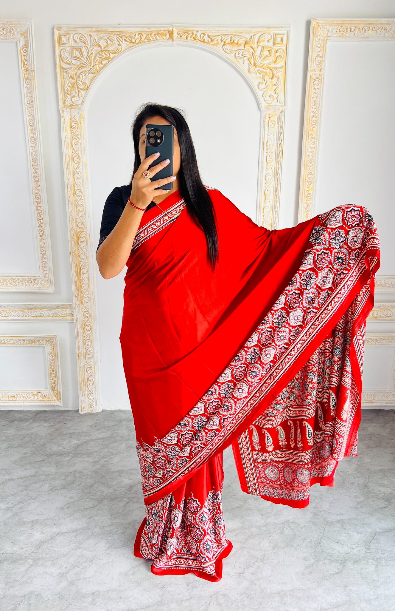 Original Japan Silk saree with Printed Work on all over the saree