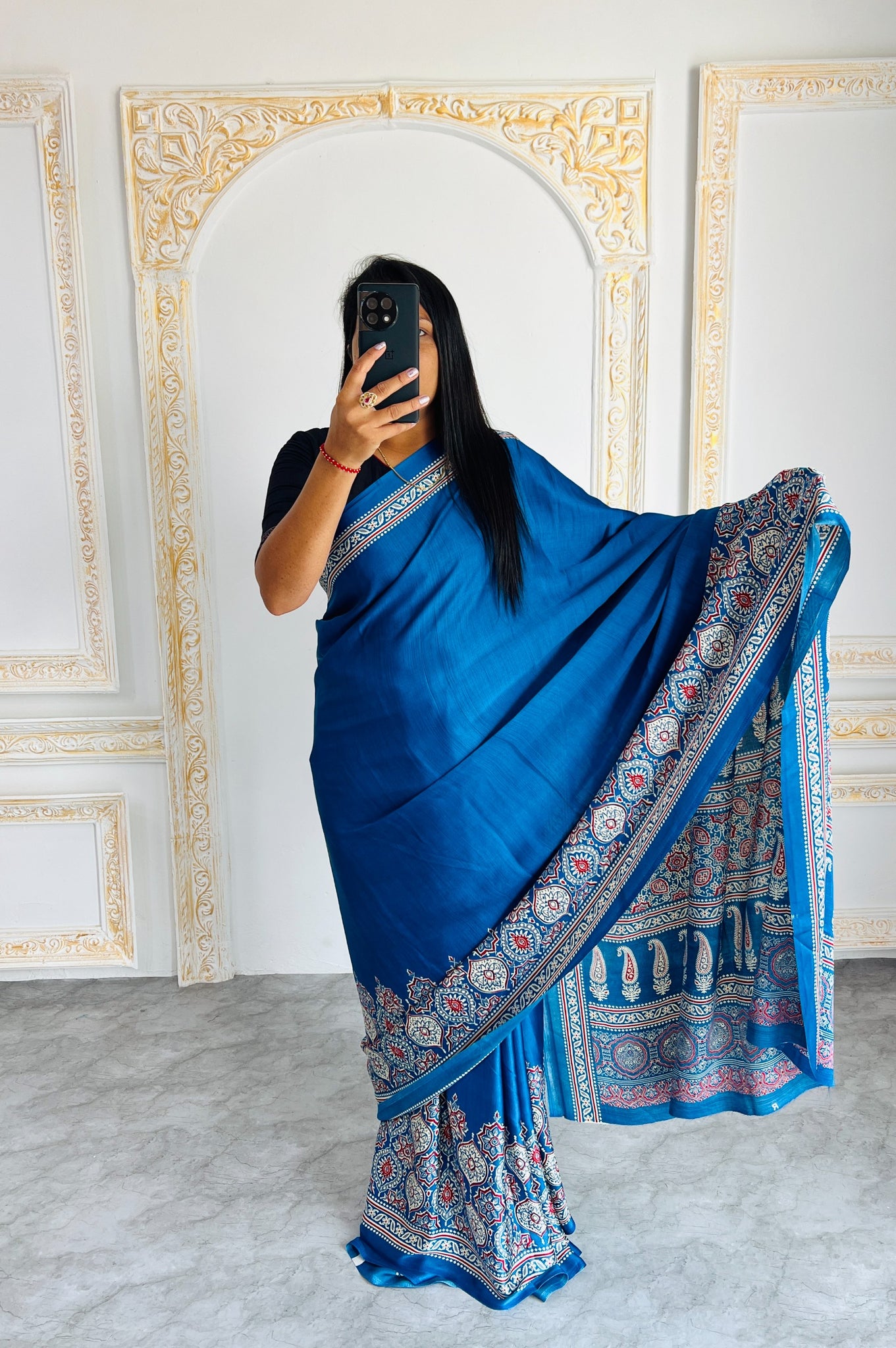 Original Japan Silk saree with Printed Work on all over the saree