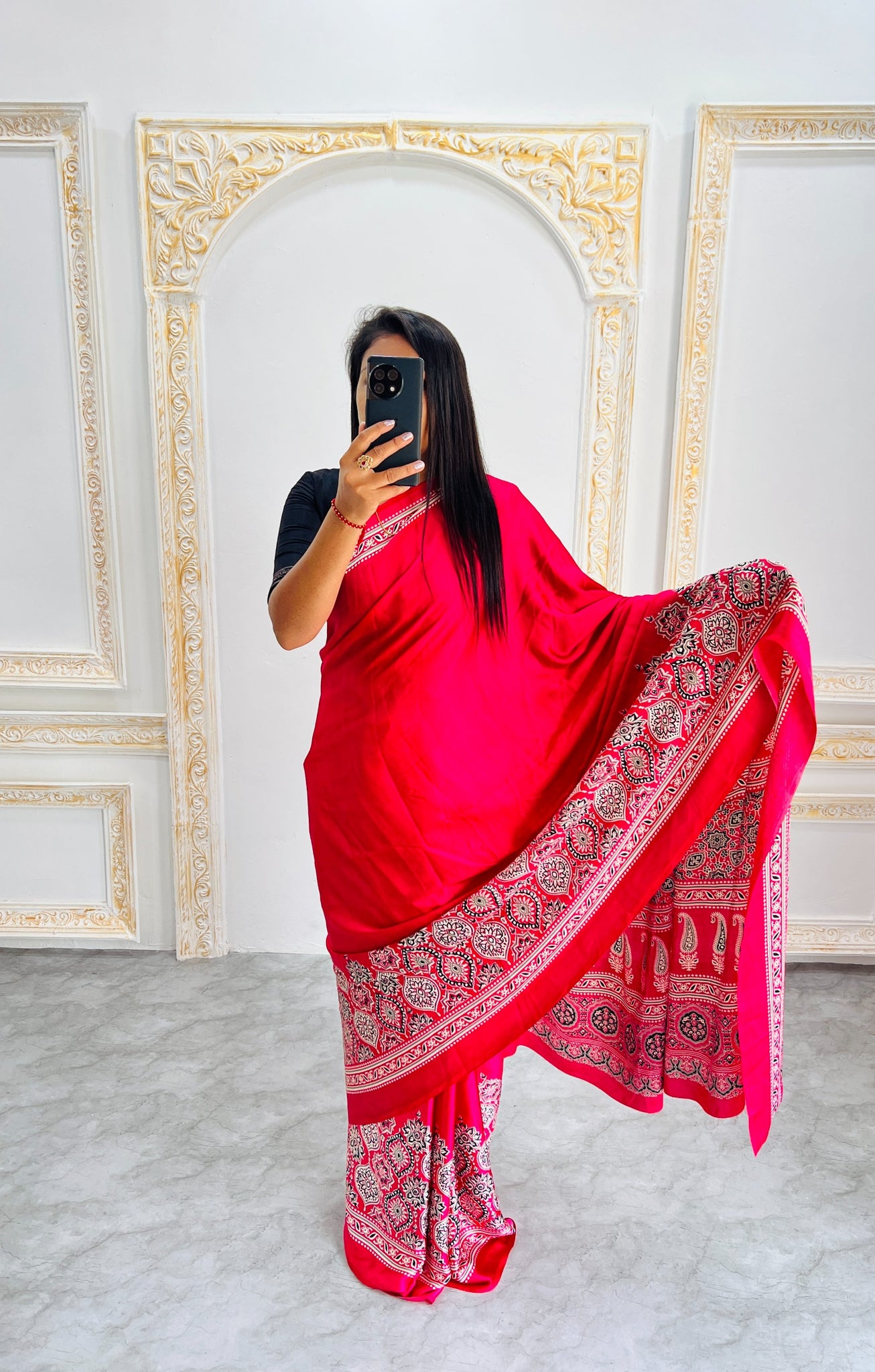 Original Japan Silk saree with Printed Work on all over the saree