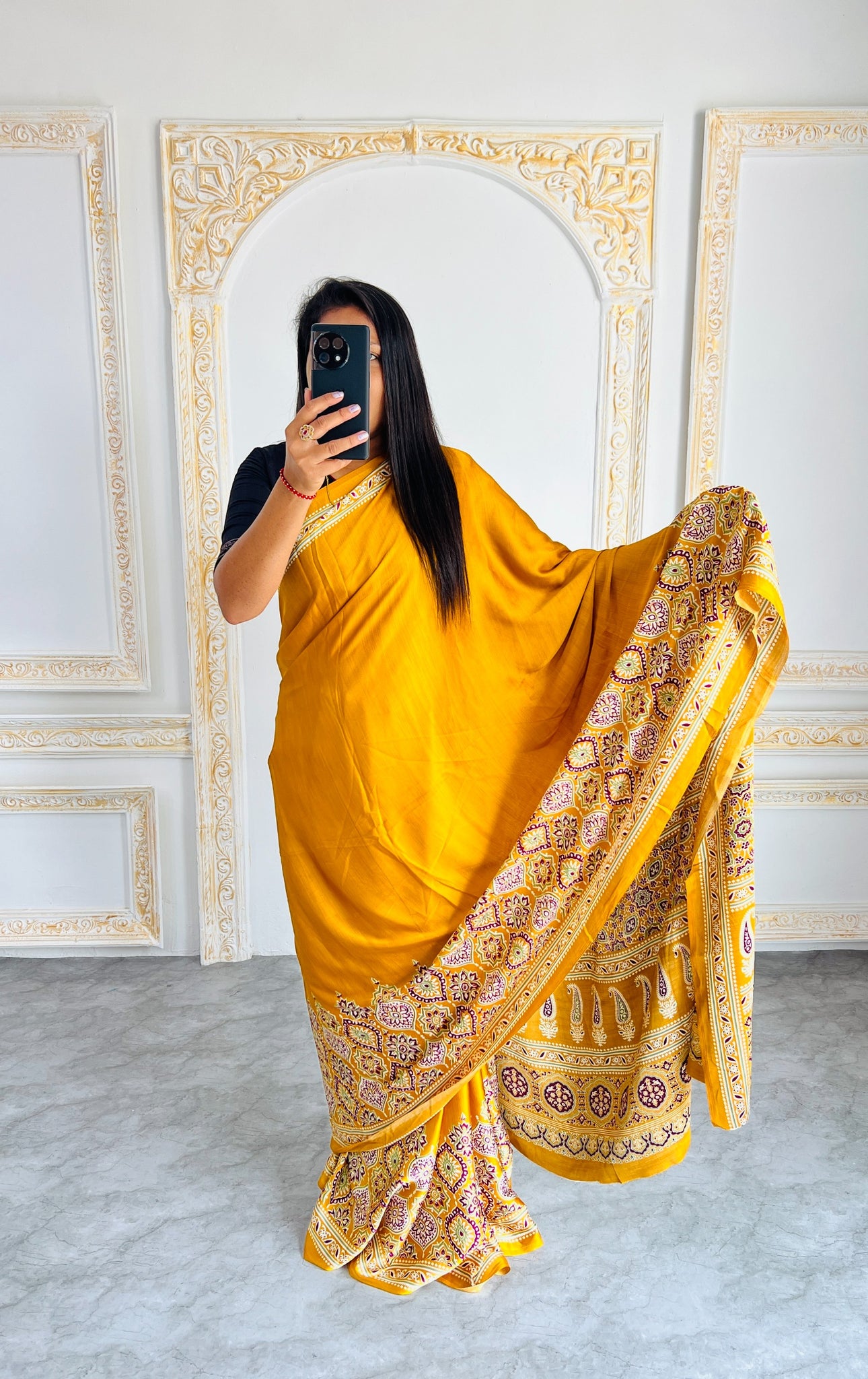 Original Japan Silk saree with Printed Work on all over the saree