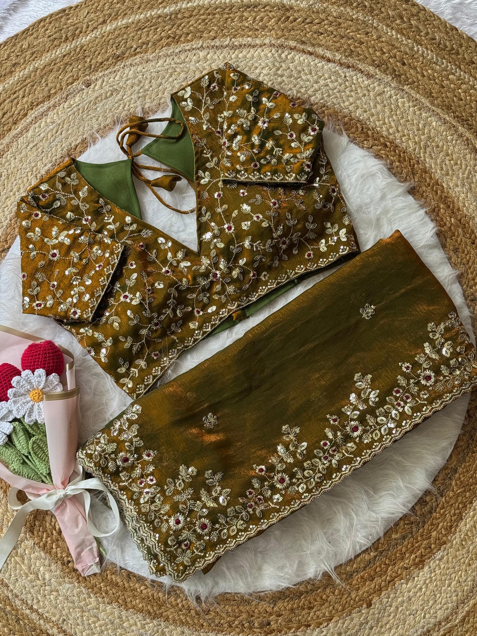 Soft Fendy Chiffon saree with Embroidery Sequins And Thread Work saree