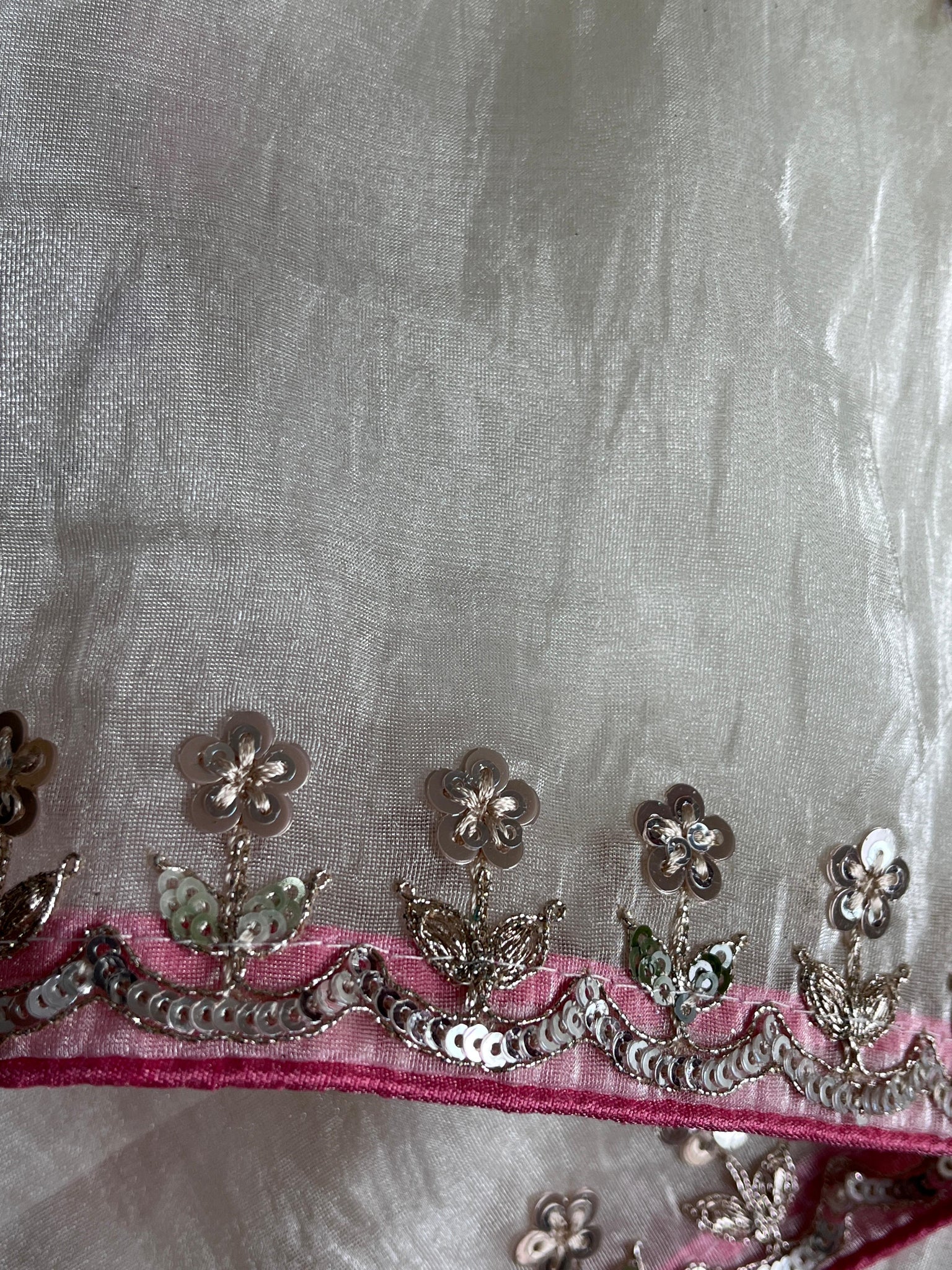 Pure Gold Crush Tissue saree with Coding sequence Work on all over the saree
