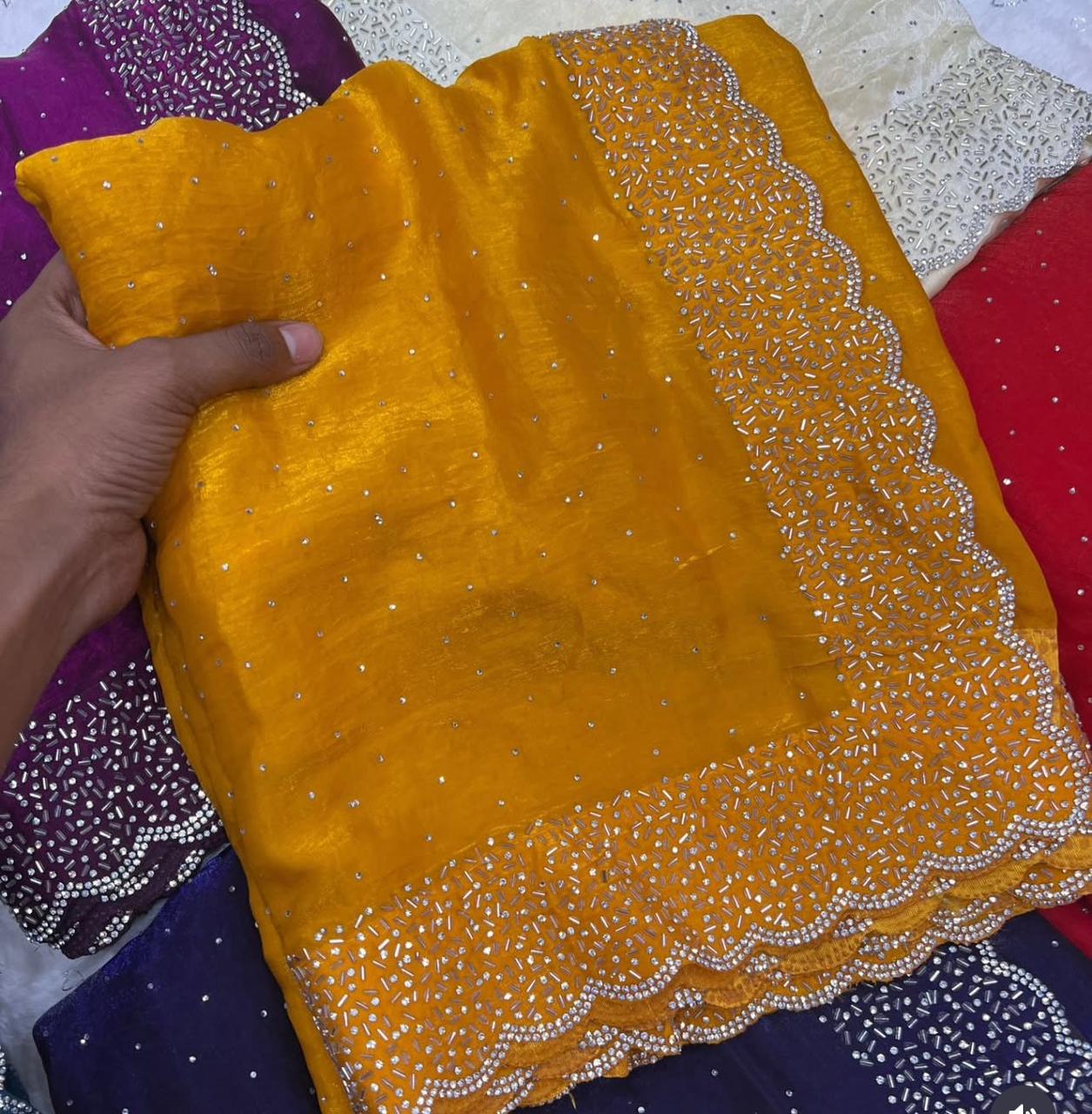Space Silk Saree with Jarkhan work the saree