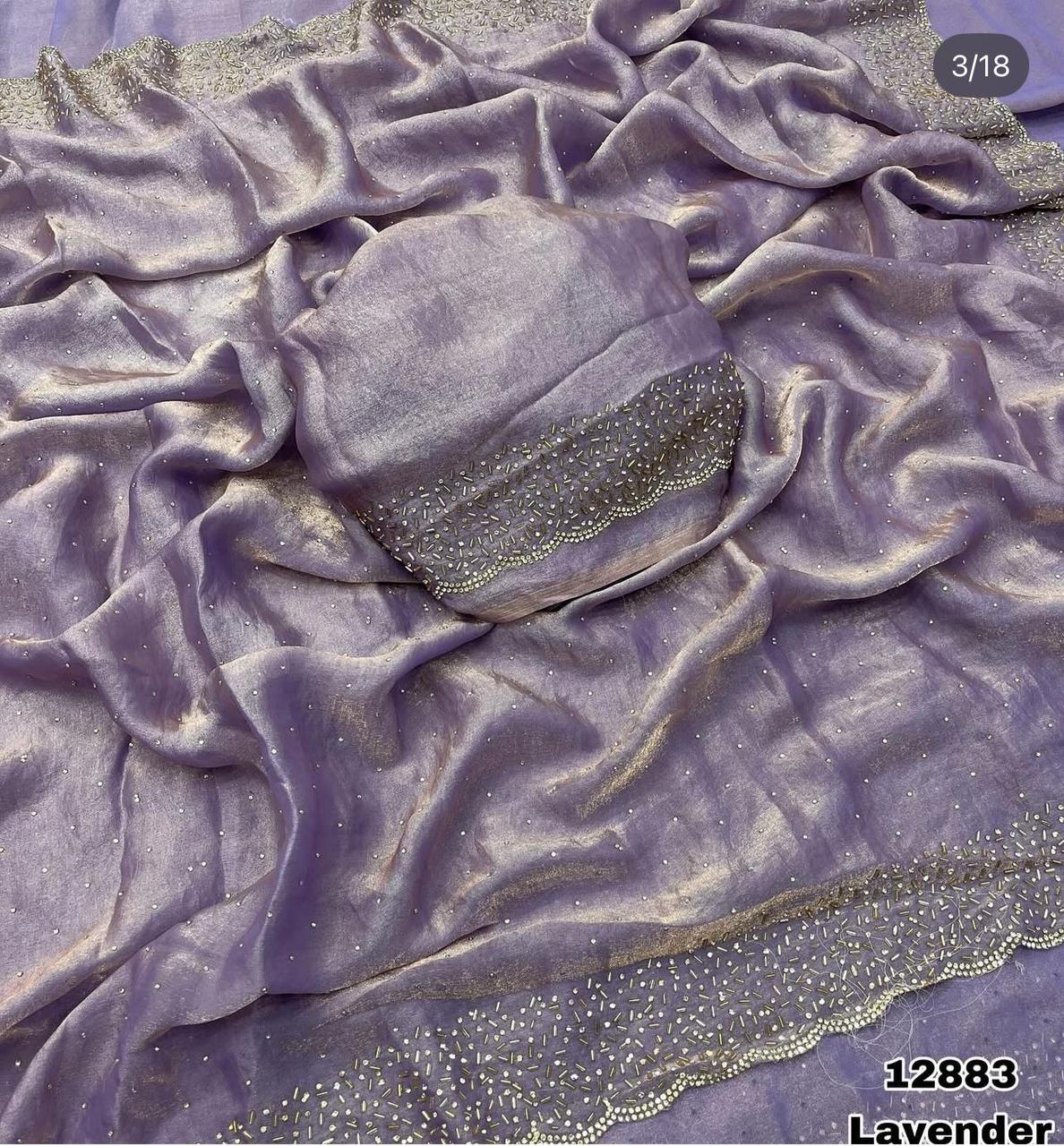 Space Silk Saree with Jarkhan work the saree