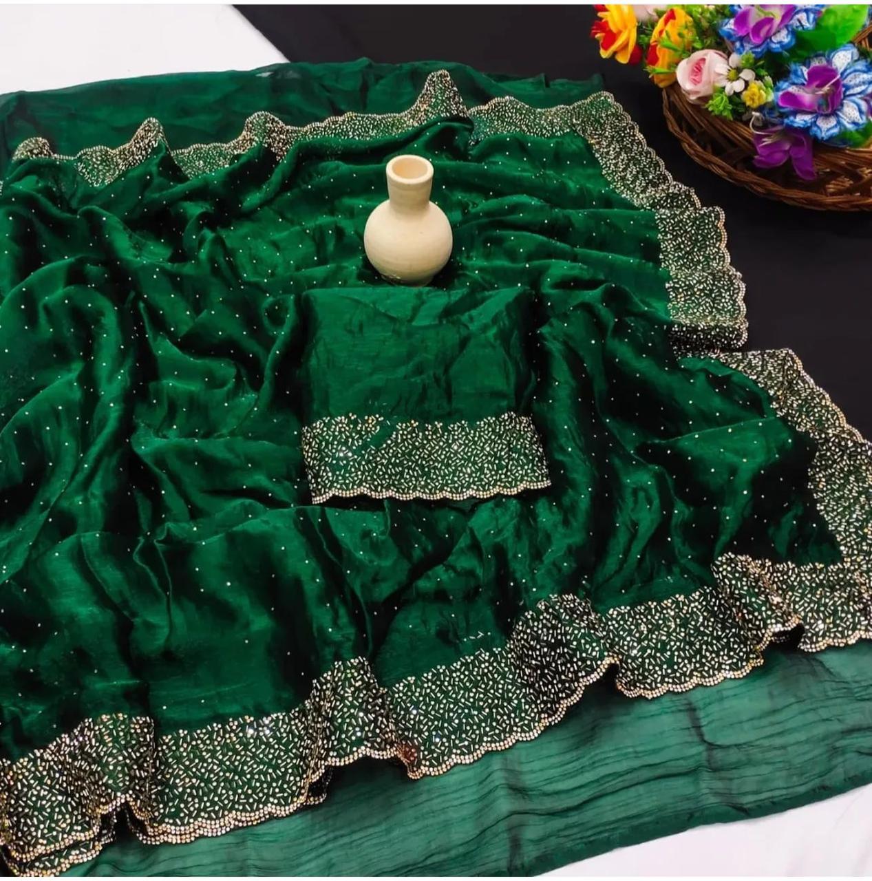 Space Silk Saree with Jarkhan work the saree
