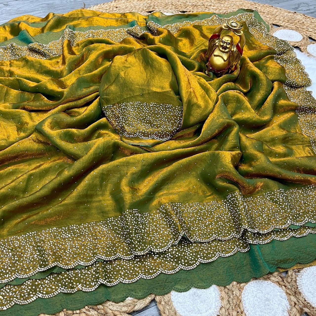 Space Silk Saree with Jarkhan work the saree