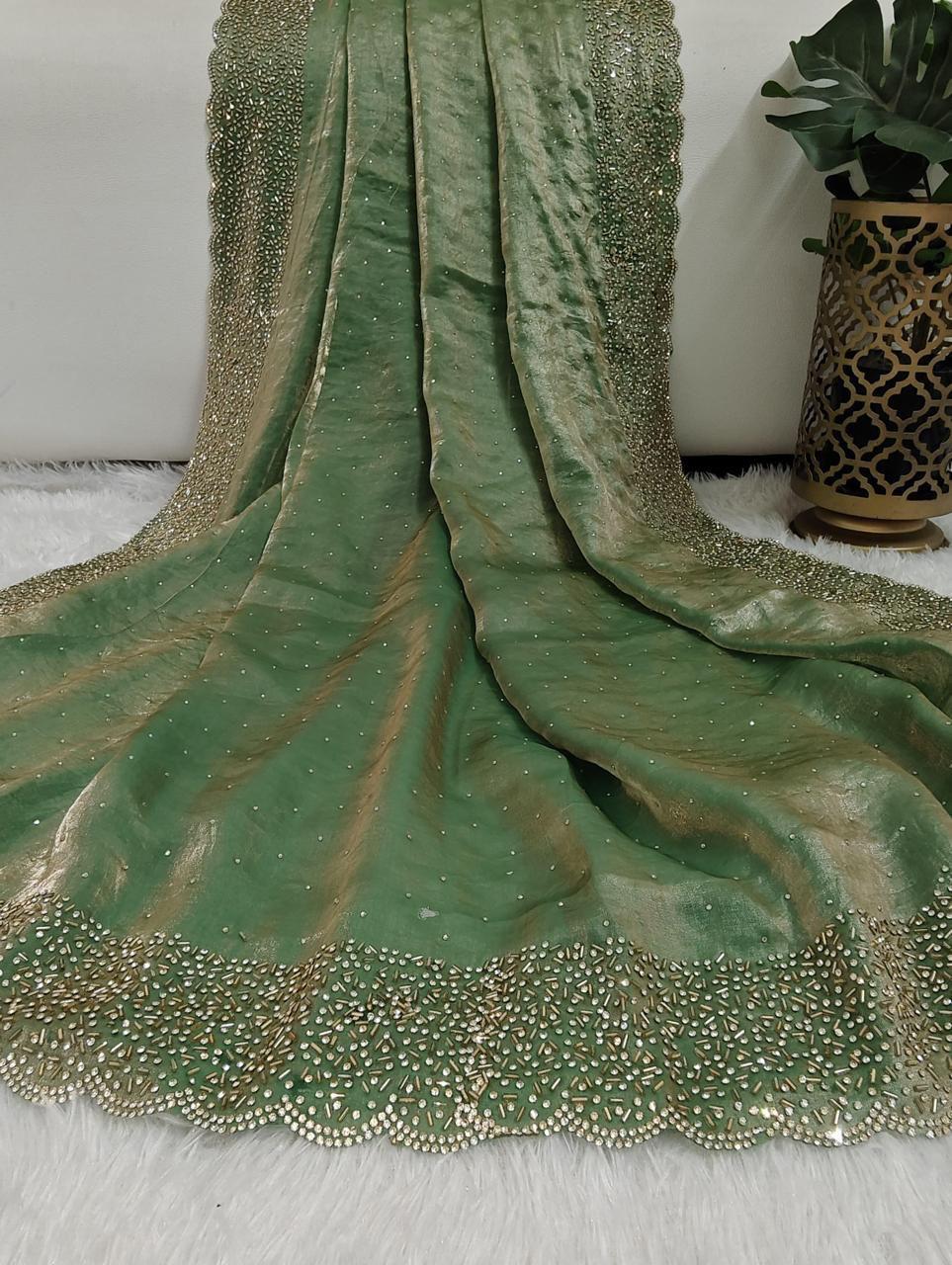Space Silk Saree with Jarkhan work the saree