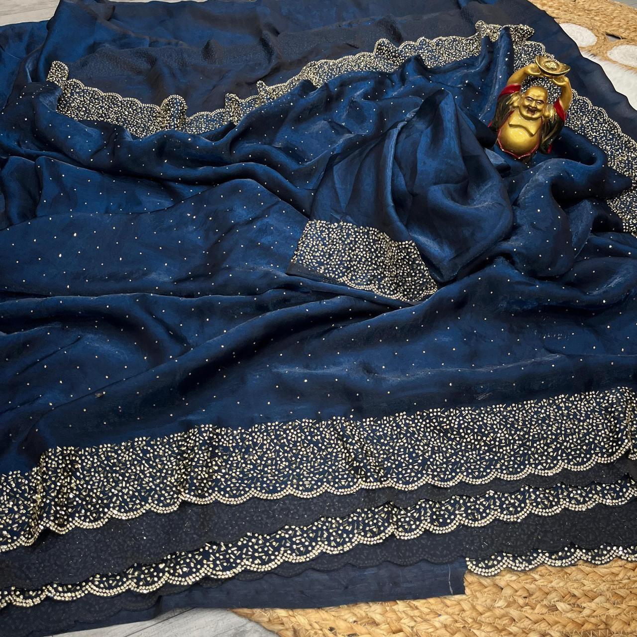 Space Silk Saree with Jarkhan work the saree