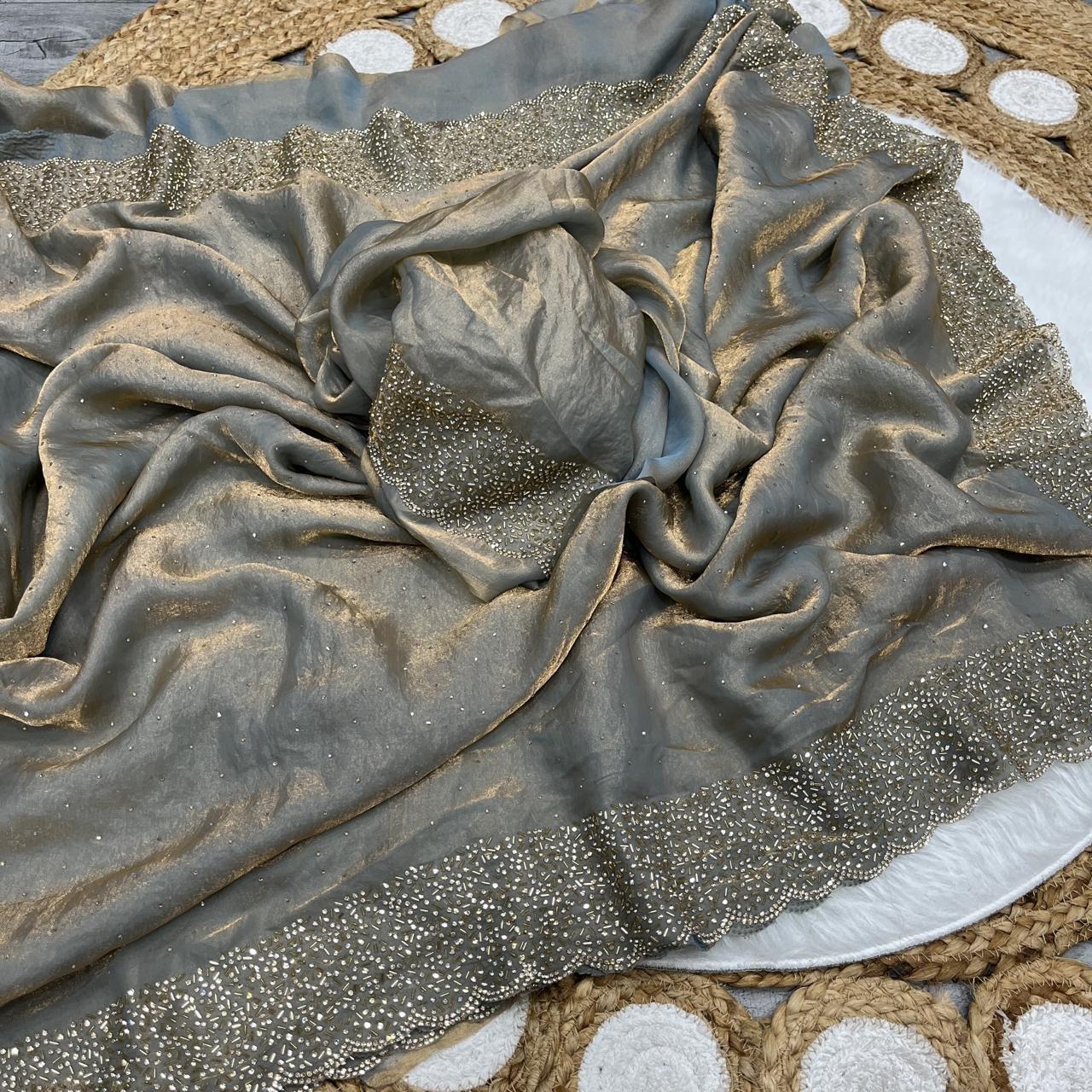 Space Silk Saree with Jarkhan work the saree