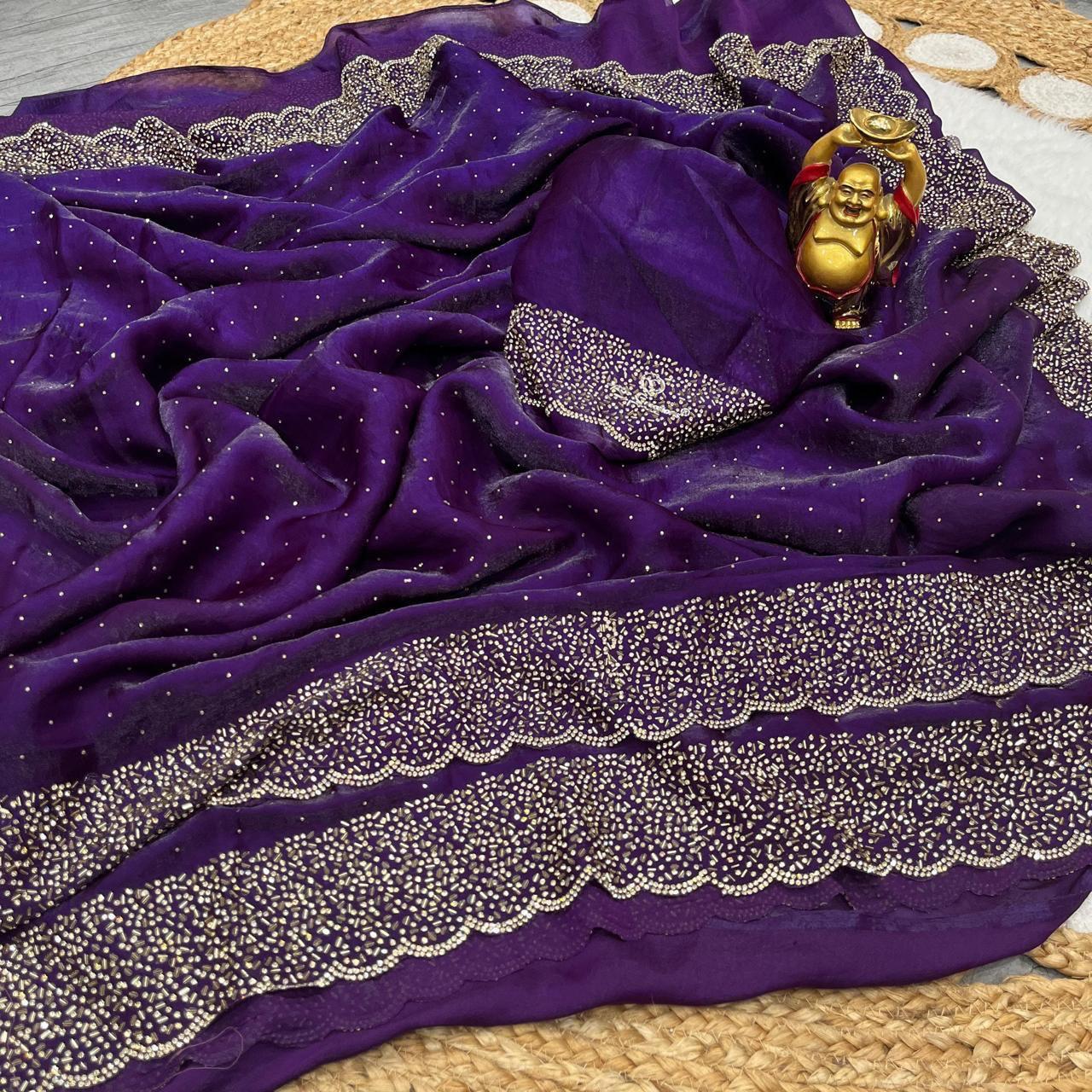 Space Silk Saree with Jarkhan work the saree