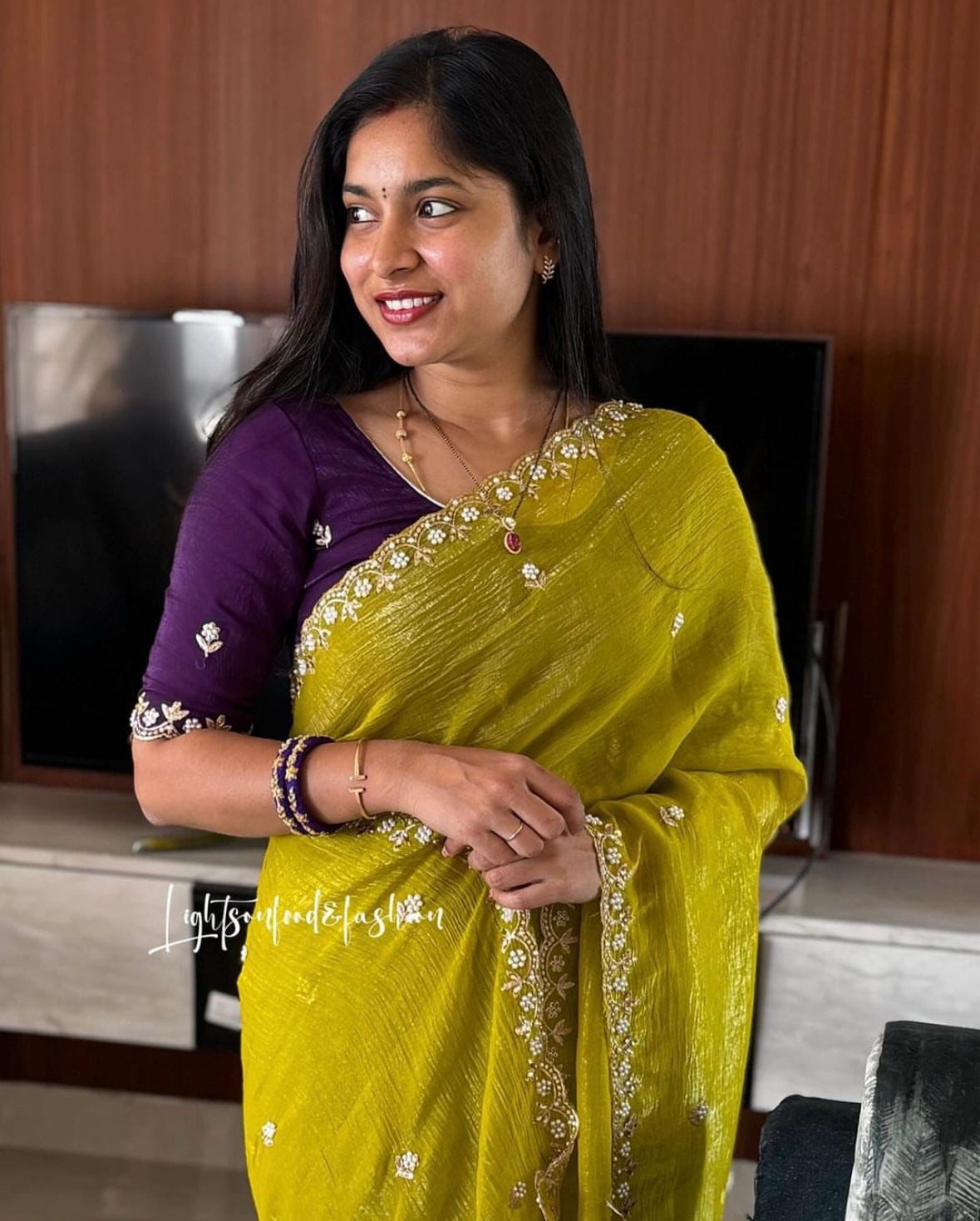 Chiffon Candy Crush Silk with Heavy Beautiful Embroidery Moti Work the saree