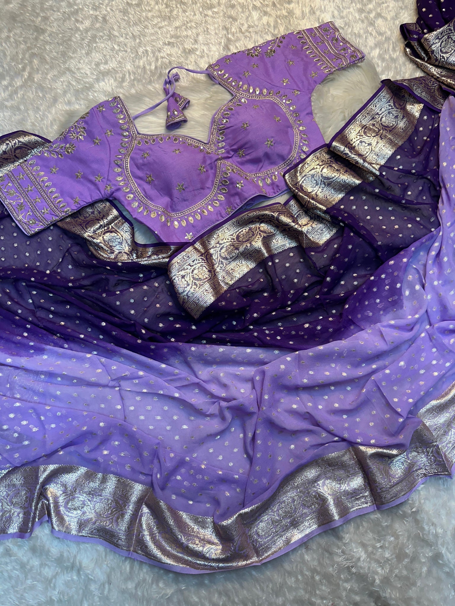 Viscose Georgette with Heavy Banarasi Multi Emrodiry Work the saree