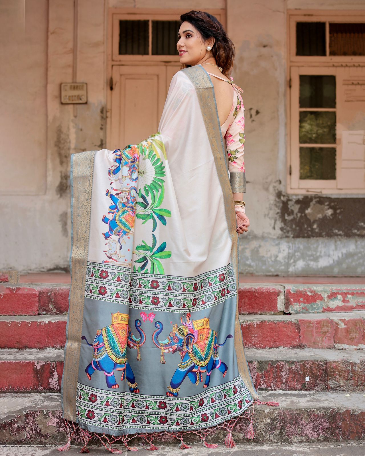 Premium Tussar Silk with Heavy Digital Print WORK the saree