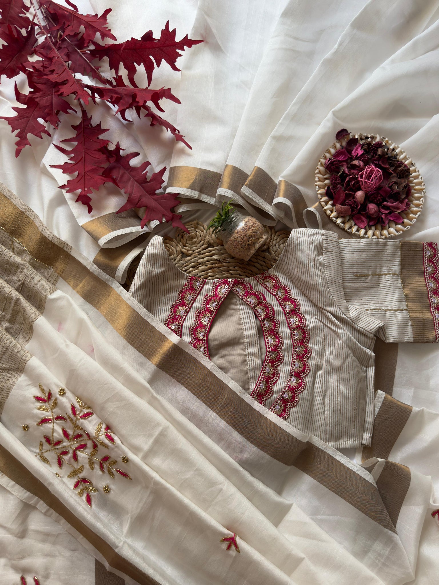 Pure Soft Kahdi Tussar Silk Saree With Handwork And Heavy Tussles Work