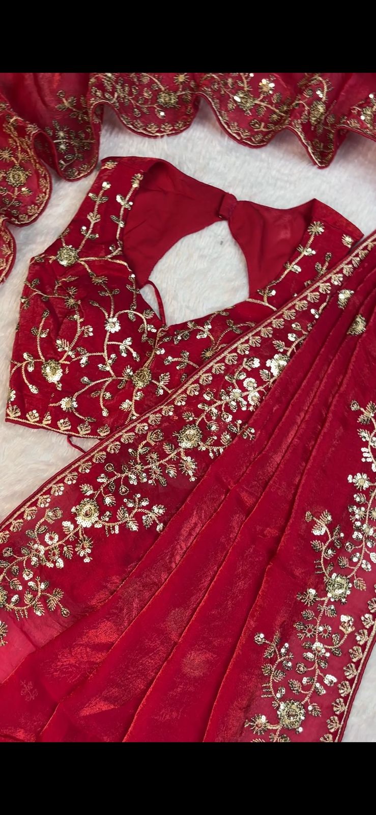 Fandy Silk Saree With beautiful Sequnce With Thred WORK