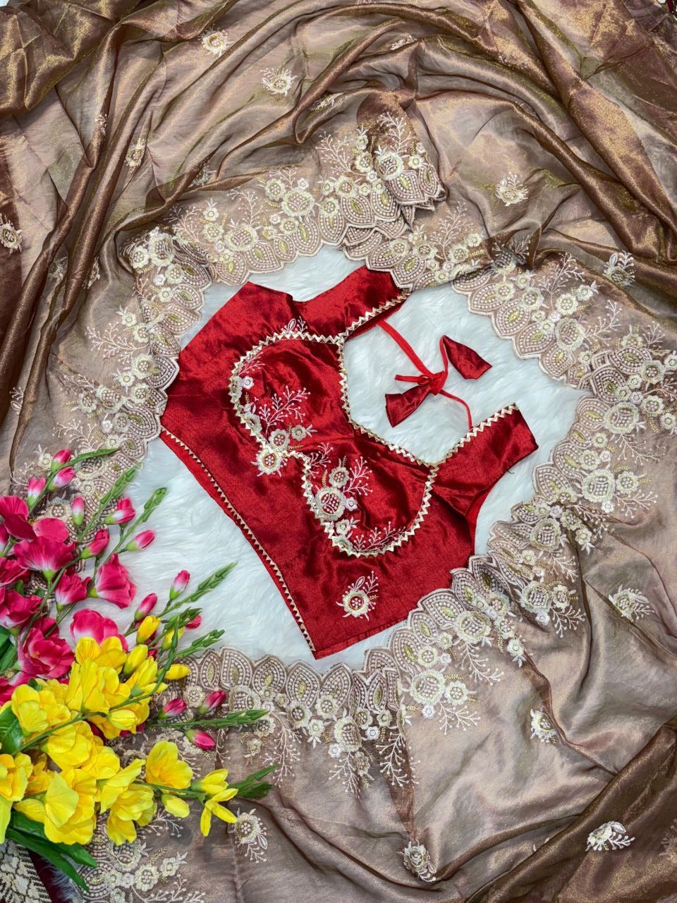 Very Elegant nd Rich Look saree With beautiful embroidery thread work