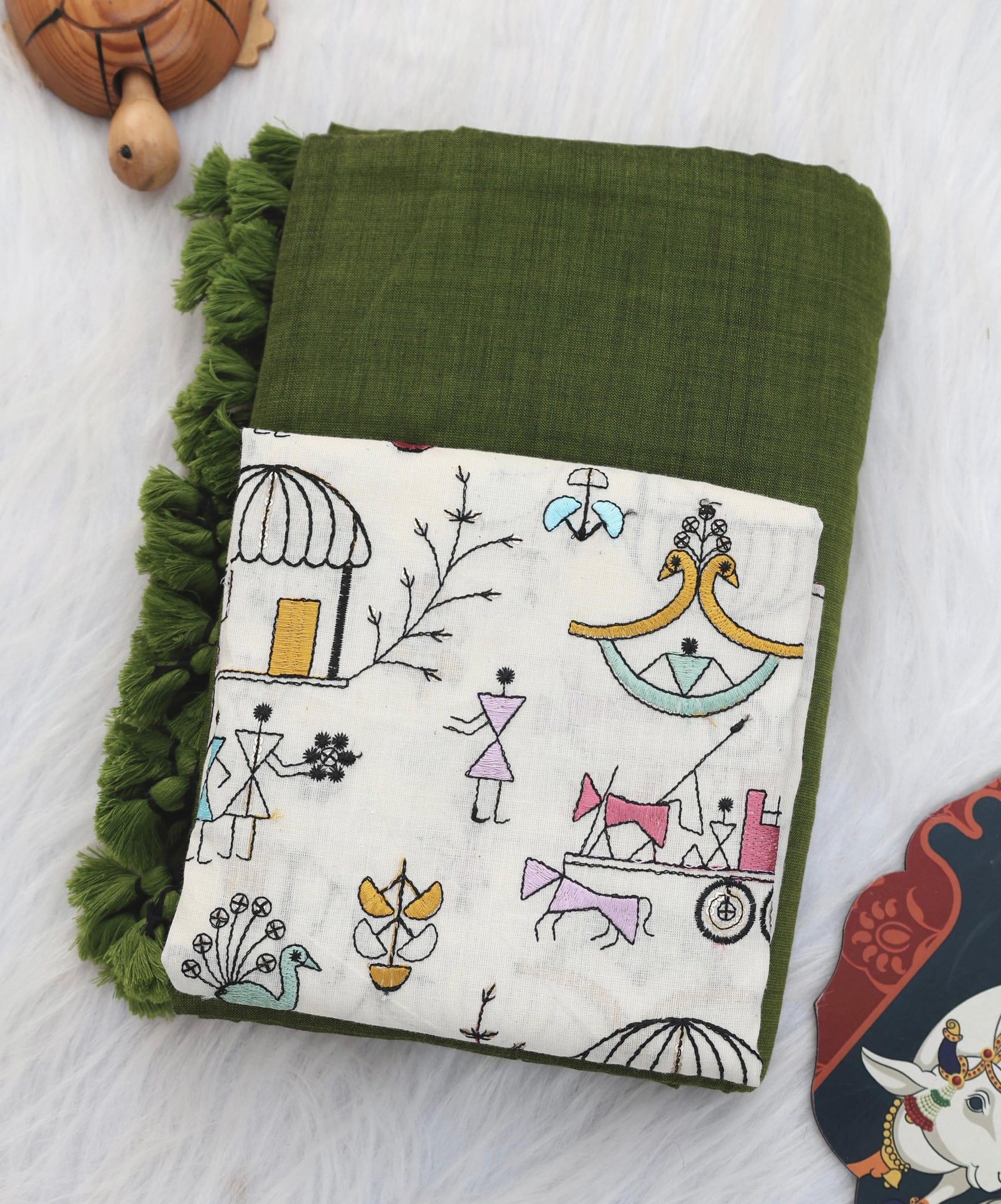 Colorful Cotton Saree With Designer Printed Blouse