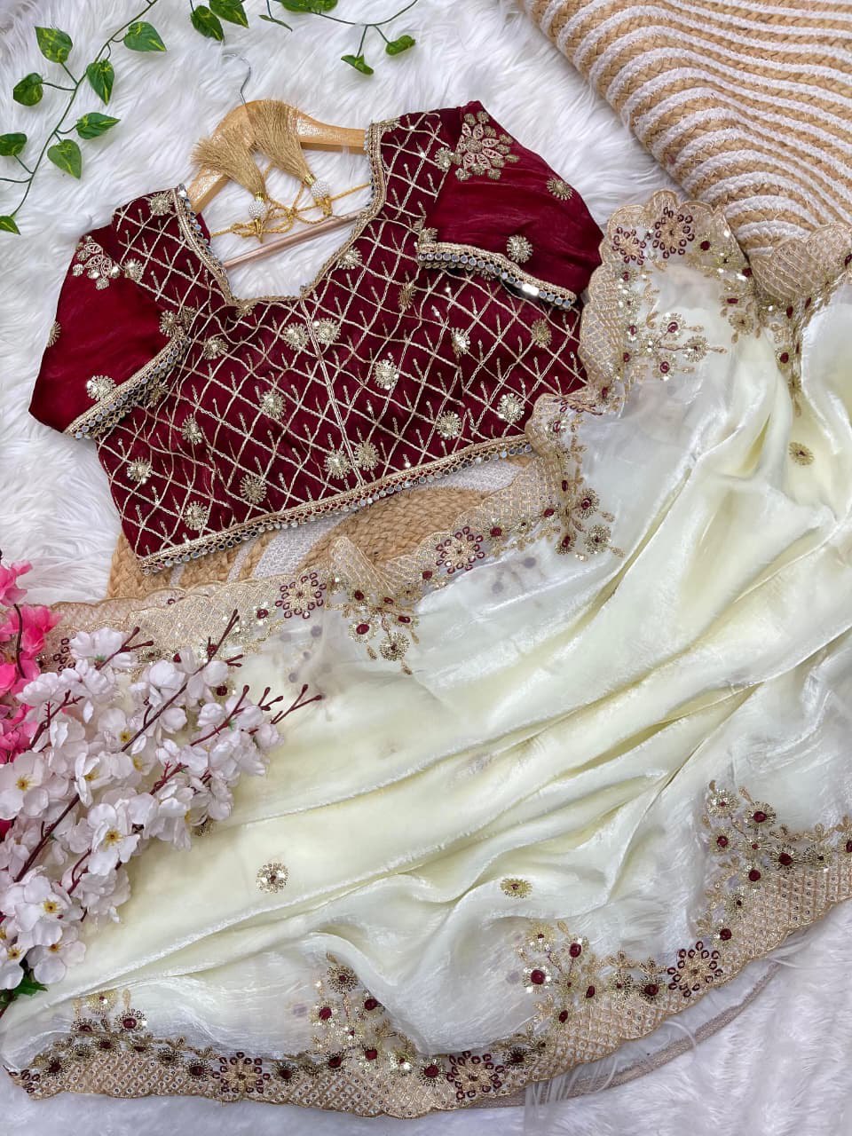 fendy sartin Saree With sequence embroidery work