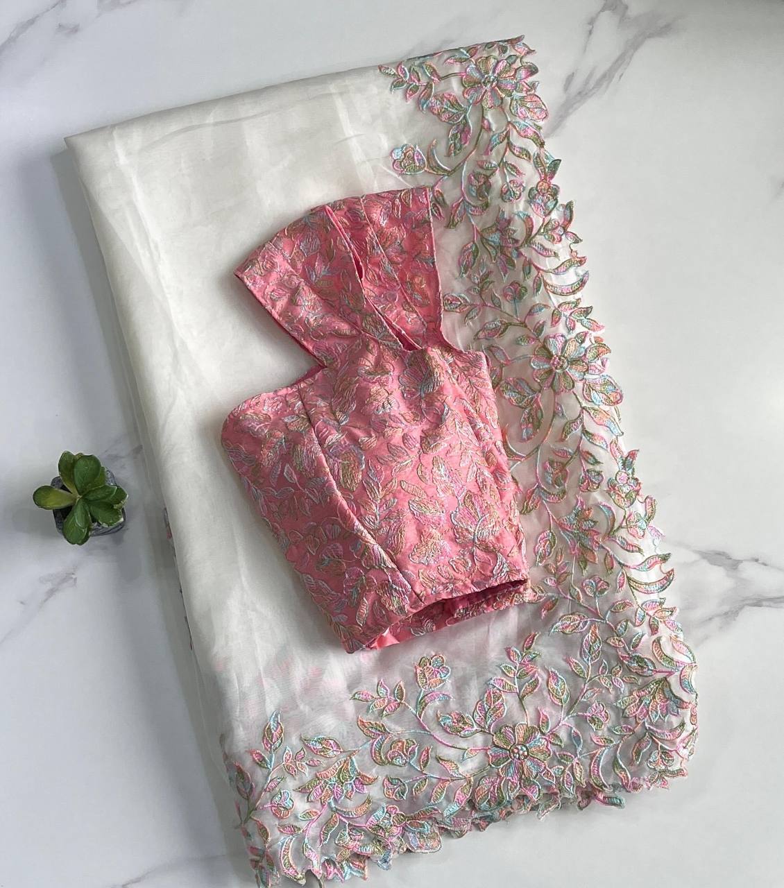 Pure Taby Silk Saree With Designer Banglori Embroidery Blouse
