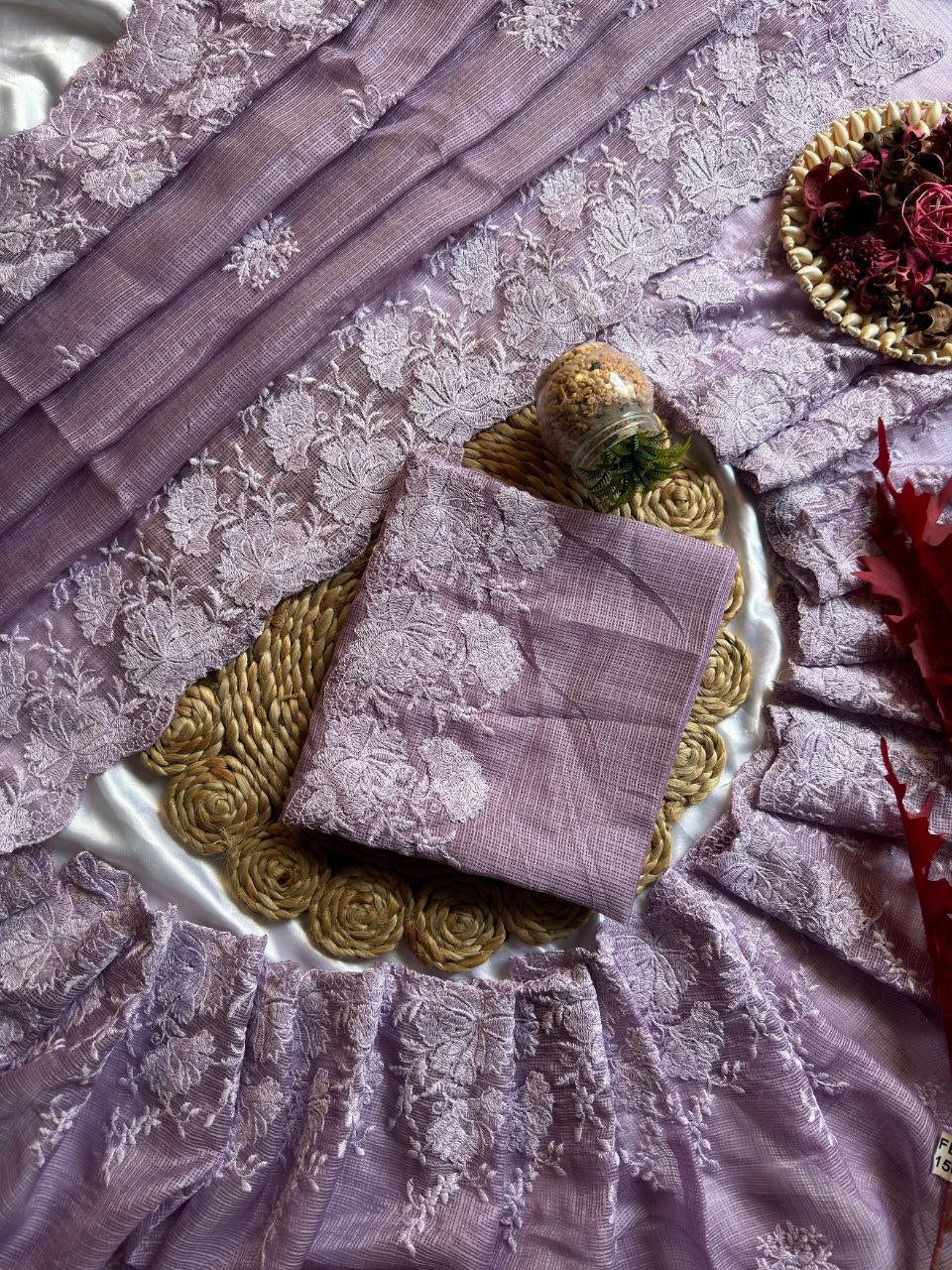 Pure Soft Kota Doriya Multi Thread Work Saree With Kota Doriya&nbsp;Blouse