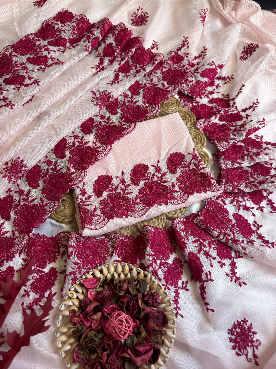 Pure Soft Kota Doriya Multi Thread Work Saree With Kota Doriya&nbsp;Blouse