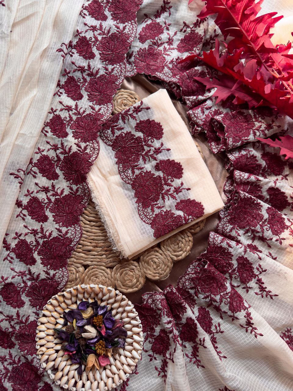 Pure Soft Kota Doriya Multi Thread Work Saree With Kota Doriya&nbsp;Blouse