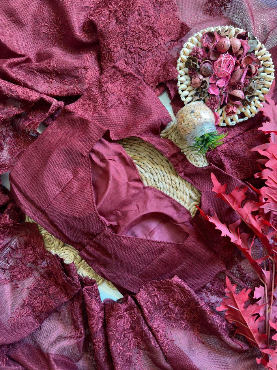 Pure Soft Kota Doriya Multi Thread Work Saree With Kota Doriya&nbsp;Blouse