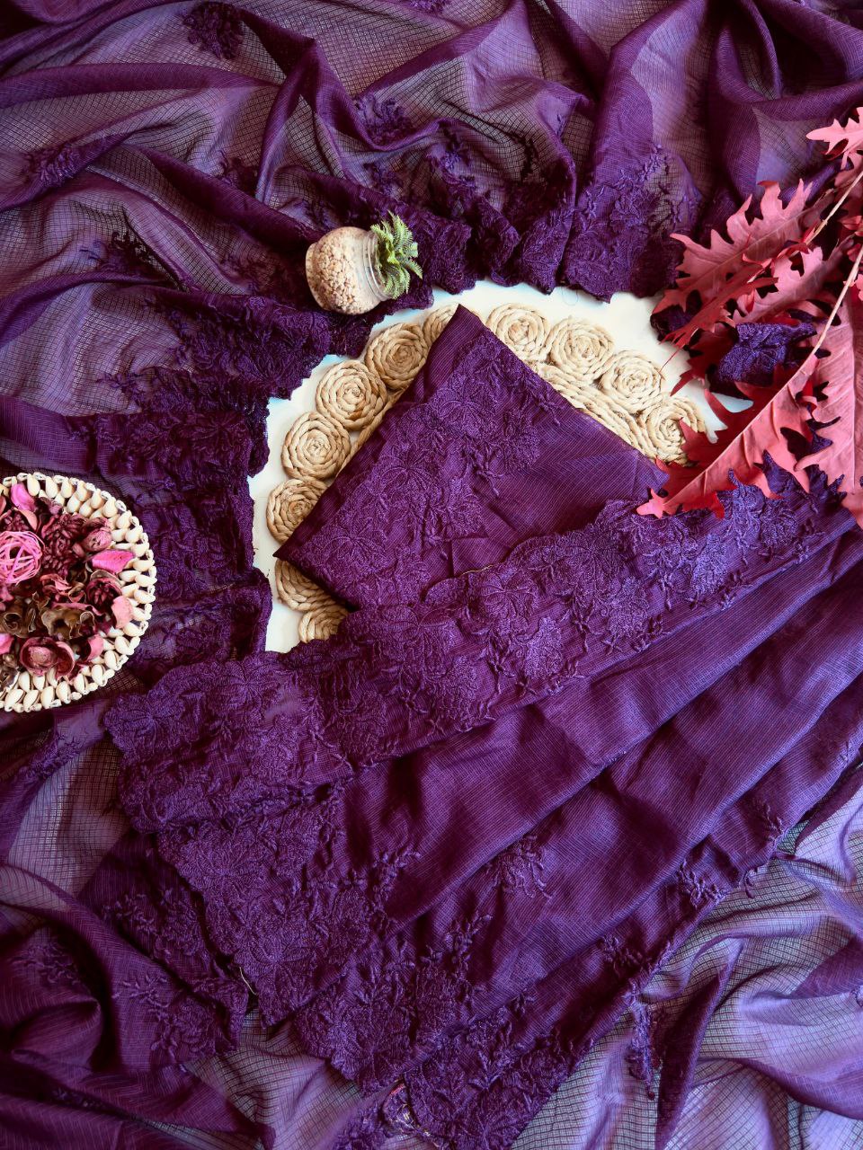 Pure Soft Kota Doriya Multi Thread Work Saree With Kota Doriya&nbsp;Blouse