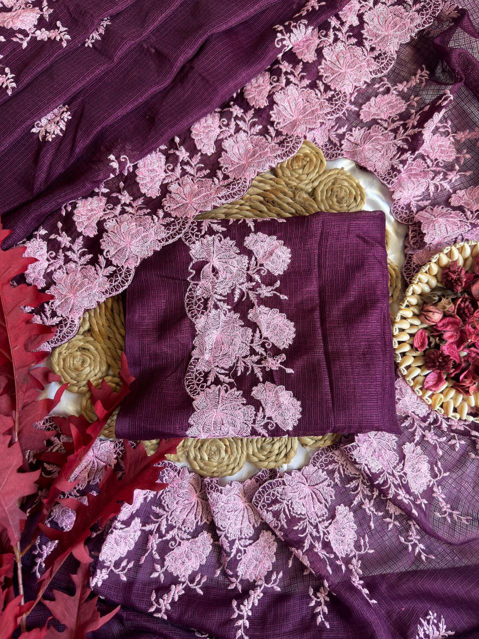 Pure Soft Kota Doriya Multi Thread Work Saree With Kota Doriya&nbsp;Blouse