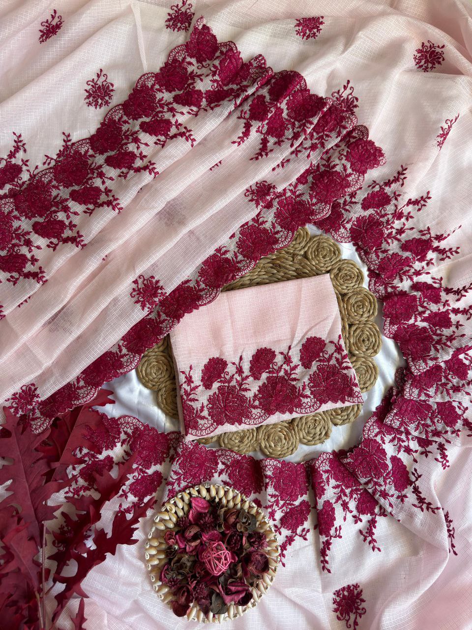 Pure Soft Kota Doriya Multi Thread Work Saree With Kota Doriya&nbsp;Blouse